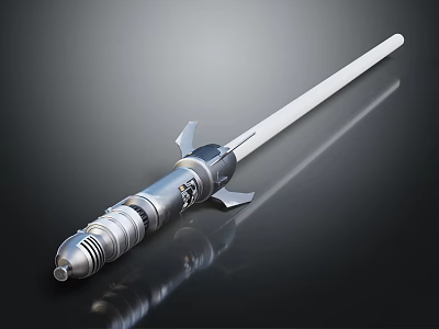Futuristic Metallic Weapon With Shiny Silver Hilt And Long White Blade Design 3d model