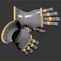 Medieval Knight Gauntlets With Silver Plated Armor And Gold Accents