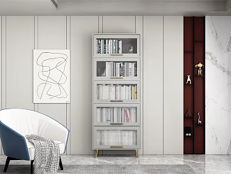 Modern Living Room Study Bookcase 3d model