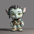 3D Fantasy Game Movie Character With Blue Skin Green Eyes And Braided Hair