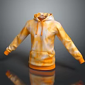 Orange White Gradient Hoodie With Orange Drawstrings Cuffs Loose Fit Front Pocket Reflective Effect
