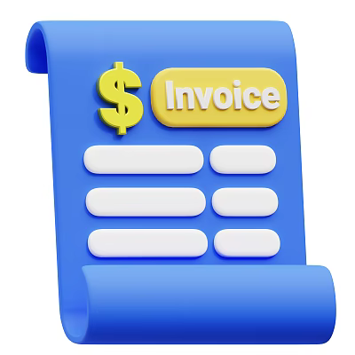 Blue Invoice Form With Dollar Sign And Blank Entries For Daily Use 3d model