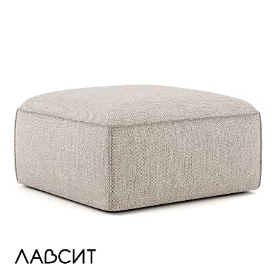 Beige Textured Fabric Ottoman Square Design For Modern Living Room Decor 3d model