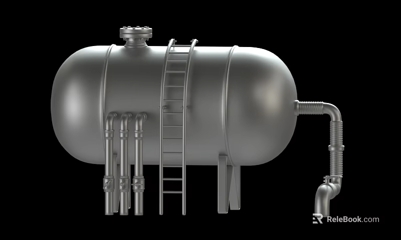 Industrial Tank With Ladder Pipes And Metallic Structure For Industrial Use 3d model 