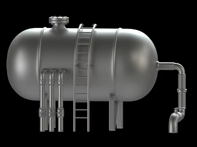 Industrial Tank With Ladder Pipes And Metallic Structure For Industrial Use 3d model