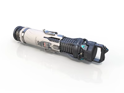 Futuristic Sci Fi Weapon With White Black Body And Mechanical Structure 3d model