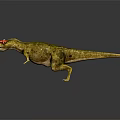 Realistic 3D Dinosaur Standing Posture With Red Head Sharp Teeth And Brownish Yellow Body