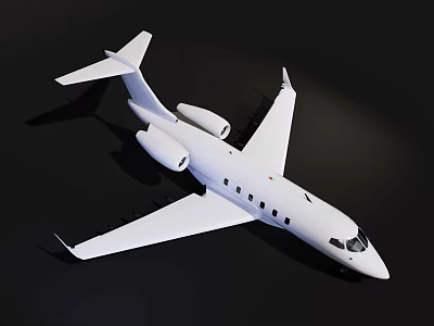 White Passenger Airplane Model Featuring Detailed Wings And Fuselage On Black Background 3d model