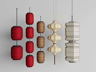 New Chinese Lantern Chandelier 3d model