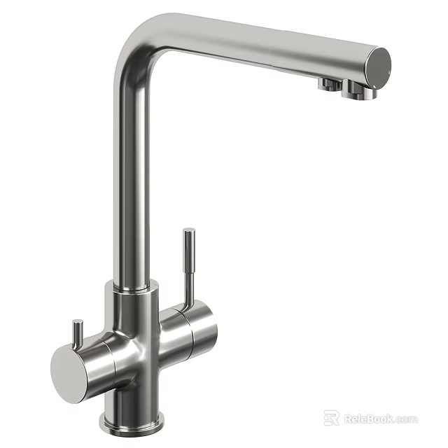 Modern Stainless Steel Kitchen Faucet With Tall Spout And Single Lever Handle 3d model 