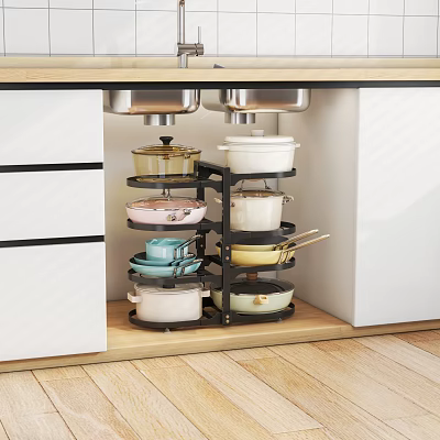 Space Saving Kitchen Cabinet Rack With Multi Layer For Pots And Pans Storage 3d model