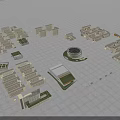 Various School Buildings Featuring Different Structures Circular Design And Green Spaces In Campus Layout 3d model