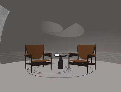 Modern Casual Table and Chair Combination Casual Chair Leather Casual Chair Side Decoration 3d model