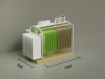 Shopping Mall Store Display Rack With Colorful Panel Samples And Books 3d model