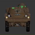 Brown Military Functional Vehicle With Turret Cannon And Green Indicator Lights