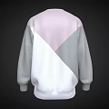 Pink Gray White Color Block Sweater With Round Neck And Long Sleeves