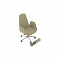 Beige Modern Office Chair with Ergonomic Design Armrests and Swivel Base on Wheels