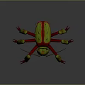 3D Rendered Fantasy Insect Creature With Green Red Exoskeleton And Spiked Legs