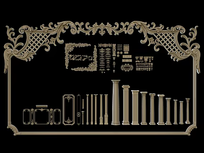 European-style carved Roman column 3d model