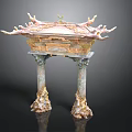 Traditional Architectural Structure With Dragon Motifs Multi Angular Roof And Decorative Columns