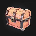 Vintage Wooden Treasure Chest With Metal Rivets Curved Top And Lock