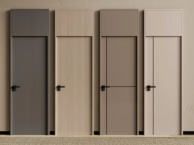 Modern Hinged Doors in Various Colors with Simple Design and Sleek Handles for Interior Spaces 3d model