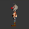 Cute Clown Character With White Hair Red Nose And Argyle Shirt