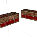 Vintage Wooden Boxes With Red Drawers And Warning Signs Design