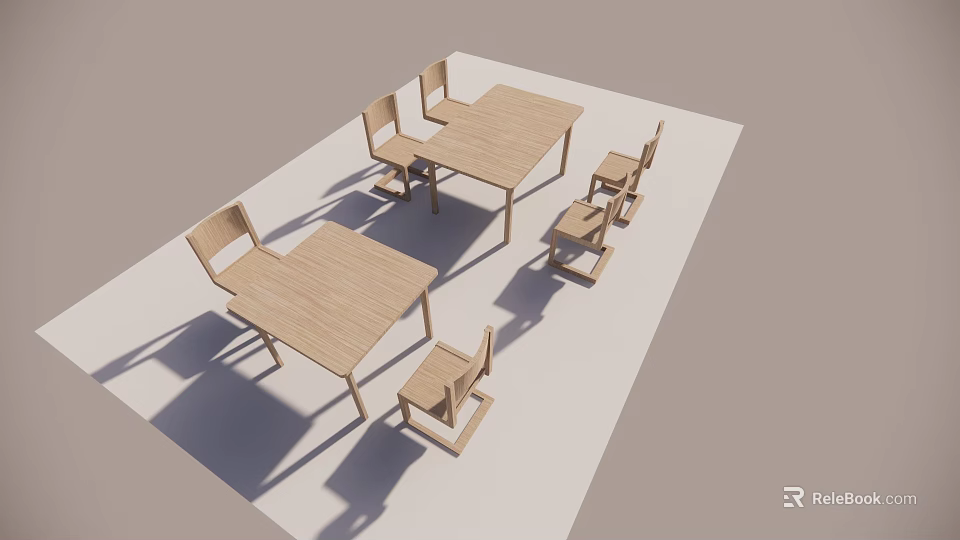 Simple Wooden Leisure Chair And Table Set For Modern Home Interior Design 3d model 