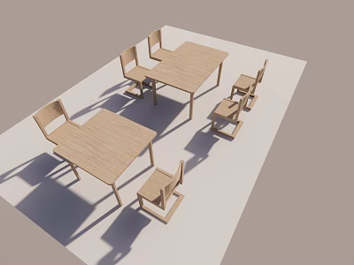 Simple Wooden Leisure Chair And Table Set For Modern Home Interior Design 3d model