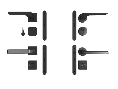 Modern Black Door Handles With Lever Designs Locks Keyholes And Metal Accessories 3d model