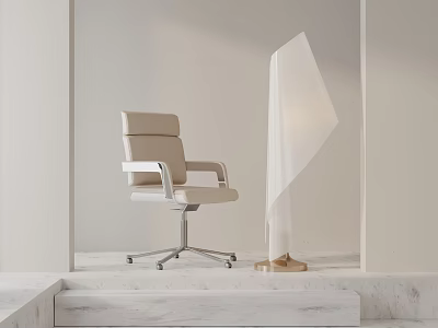 Modern Beige Office Chair With Armrests Metal Base And Wheels For Comfortable Workspace 3d model