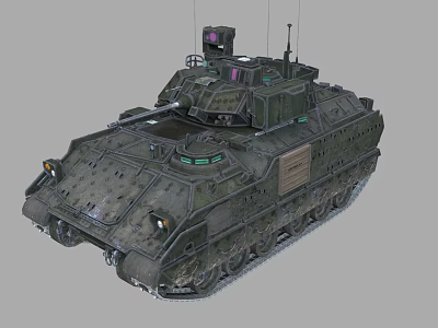 Military Green Armored Combat Tank Featuring Turret Antenna Sensors And Tracked Design 3d model