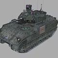 Military Green Armored Combat Tank Featuring Turret Antenna Sensors And Tracked Design