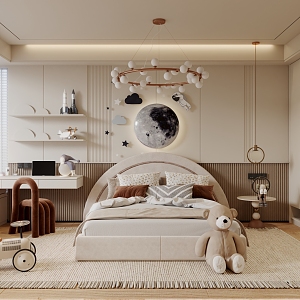 Cream wind children's room 3d model