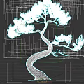 Decorative Arbor Tree With Curved Trunk And Pink Blossoms In Elegant Shape