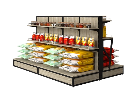 Display Cabinet Shelf Supermarket Shelf Bulk Cabinet Grain Rack North and South Dry Goods Rice Rack Egg Rack Bulk Snack Rack Dry Shelf 3d model