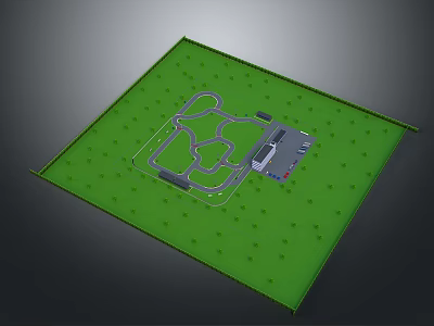 Futuristic Sci Fi Landscape With Green Terrain And Advanced Structured Pathways 3d model