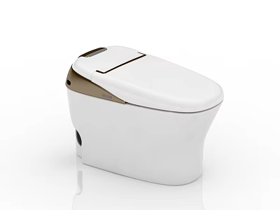 Modern White Toilet Design Featuring Sleek Cover And Brown Accent Details 3d model