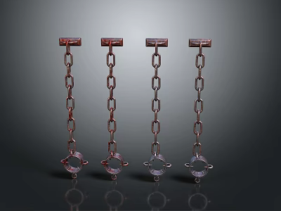 Stylish Metallic Decorative Chains With Four Colorful Pendants Design 3d model