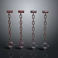 Stylish Metallic Decorative Chains With Four Colorful Pendants Design