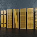 Modern Golden Screens With Various Intricate Geometric Laser Cut Patterns 3d model