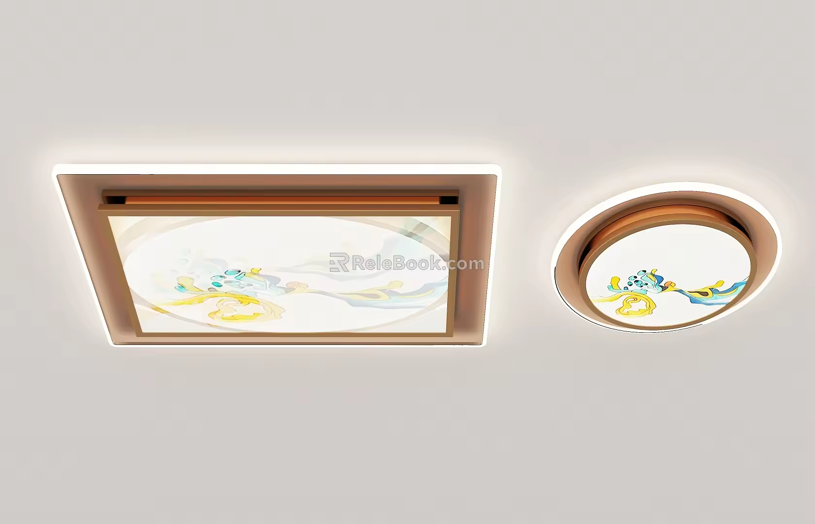 Light Luxury New Chinese Ceiling Lamp Combination 3d model