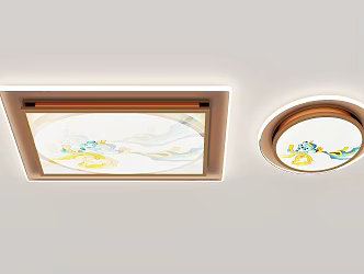 Light Luxury New Chinese Ceiling Lamp Combination 3d model
