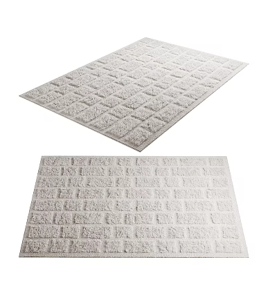 Light Gray Square Pattern Soft Plush Rug With Textured Surface And Modern Style 3d model