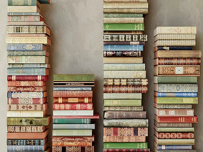 Colorful Books And Magazines Stacked On Shelves With Decorative Covers For Home Collection 3d model
