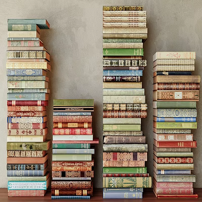 Colorful Books And Magazines Stacked On Shelves With Decorative Covers For Home Collection 3d model