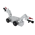 Silver Trailer Model With Black Wheels And Red Hooks
