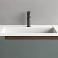 Modern Bathroom Vanity with Lighted Mirror Wall Mounted Sleek Countertop Faucet and Open Shelf Storage