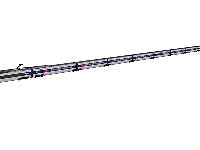 High Speed Train Running Along Modern Railway Track With Long Body Design 3d model